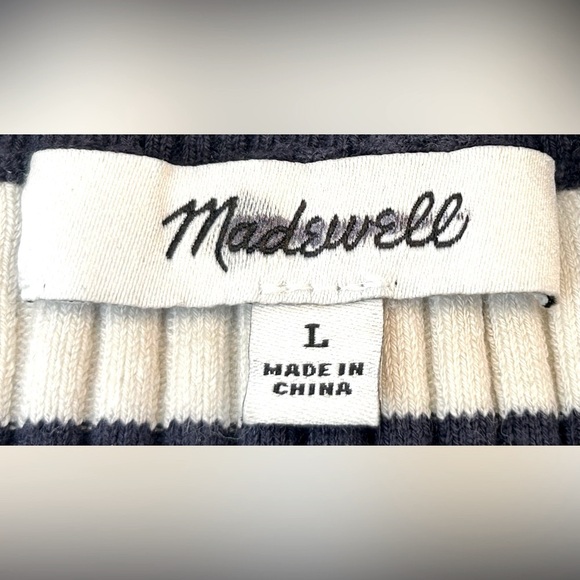 NEW Madewell V-Neck Sweater in Stripe, Navy & Ivory, Size Large - Picture 12 of 14